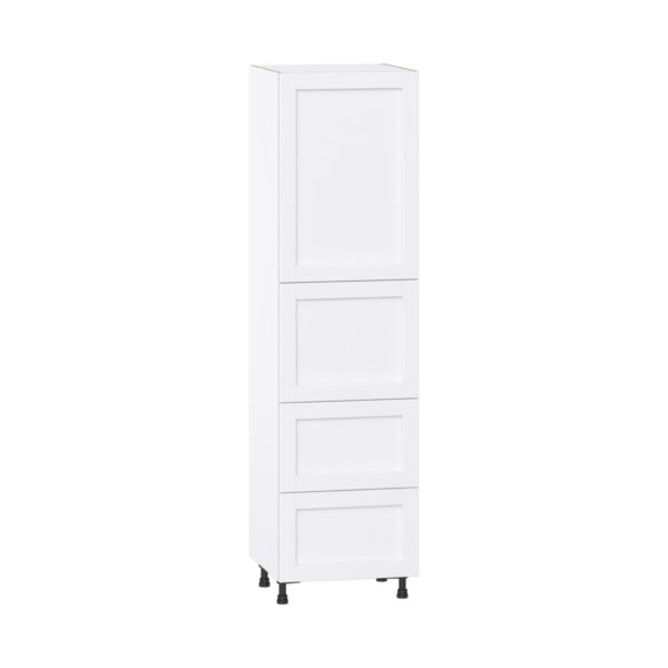 Dahlia Bright White  Shaker Assembled Pantry Cabinet 1 Doors with 2 Drawers and 2 Inner Drawers (24 in. W X 89.5 in. H X 24 in. D)