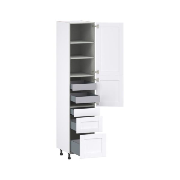 Dahlia Bright White  Shaker Assembled Pantry  Cabinet with 3 Drawers and 2 Inner Drawers (18 in. W X 89.5 in. H X 24 in. D)