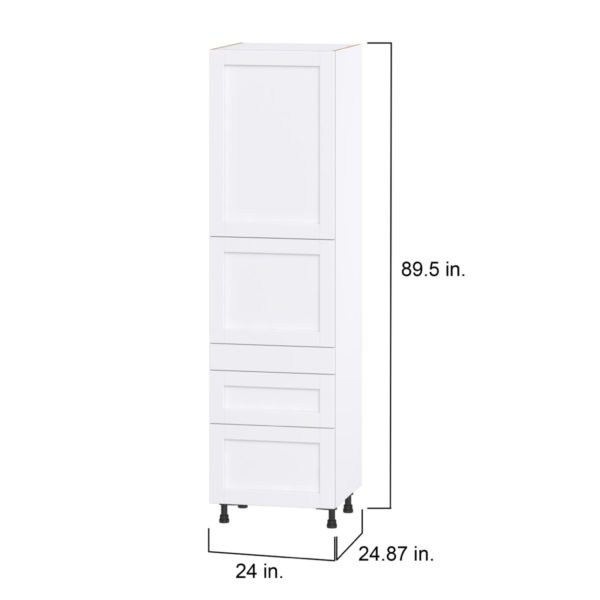 Dahlia Bright White  Shaker Assembled Pantry  Cabinet with 3 Drawers and 2 Inner Drawers (24 in. W X 89.5 in. H X 24 in. D)