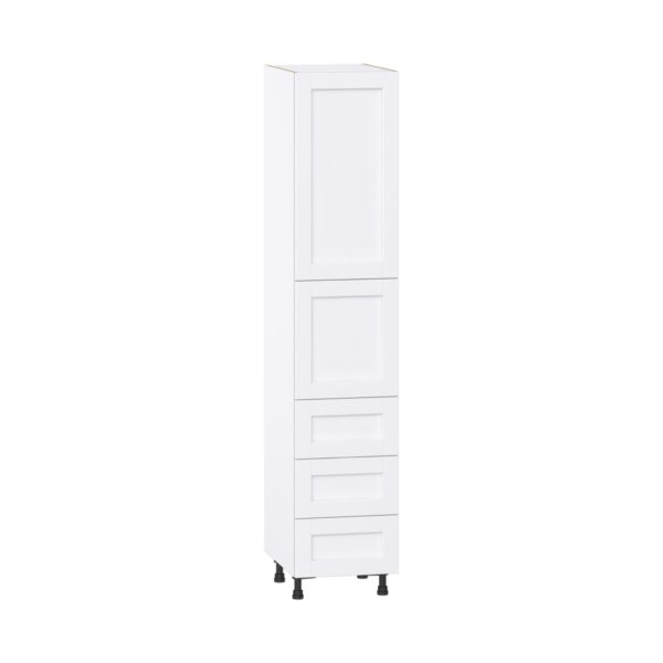 Dahlia Bright White  Shaker Assembled Pantry Cabinet 1 Doors with 3 Drawers and 2 Inner Drawers (18 in. W X 89.5 in. H X 24 in. D)