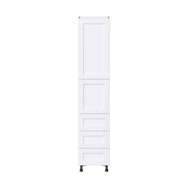 Dahlia Bright White  Shaker Assembled Pantry Cabinet 1 Doors with 3 Drawers and 2 Inner Drawers (18 in. W X 89.5 in. H X 24 in. D)