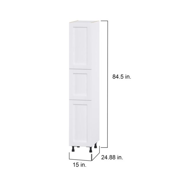 Dahlia Bright White  Shaker Assembled Pantry Cabinet with 2 Doors and 4 Inner Drawers (15 in. W X 84.5 in. H X 24 in. D)