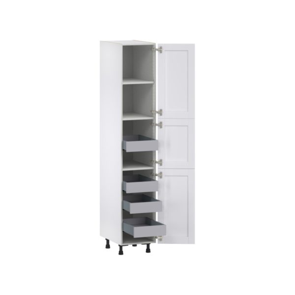 Dahlia Bright White  Shaker Assembled Pantry Cabinet with 2 Doors and 4 Inner Drawers (15 in. W X 84.5 in. H X 24 in. D)