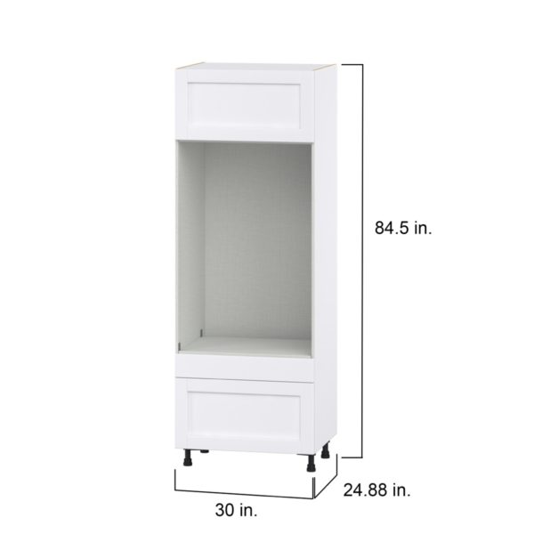 Dahlia Bright White  Shaker Assembled Pantry Micro/Oven Cabinet with 2 Drawers and Lift Up Door (30 in. W X 84.5 in. H X 24 in. D)