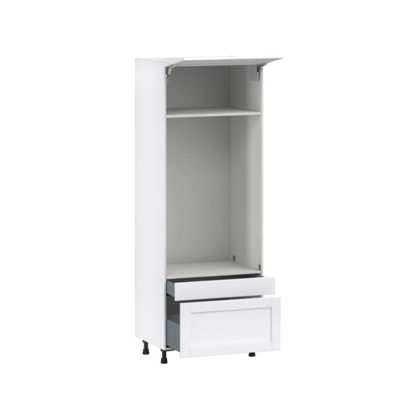 Dahlia Bright White  Shaker Assembled Pantry Micro/Oven Cabinet with 2 Drawers and Lift Up Door (30 in. W X 84.5 in. H X 24 in. D)