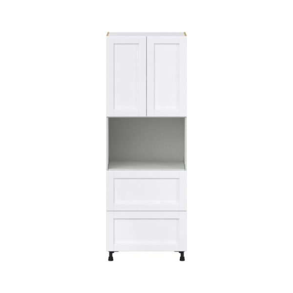 Dahlia Bright White  Shaker Assembled Pantry Microwave Cabinet with 2 Drawer (30 in. W X 84.5 in. H X 24 in. D)