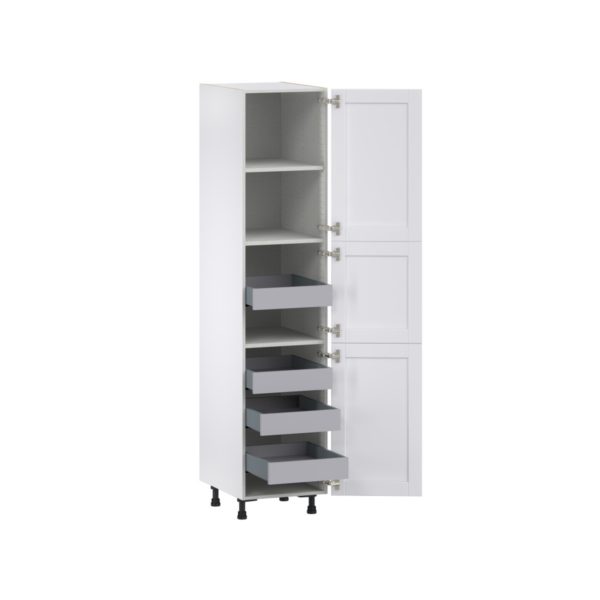 Dahlia Bright White  Shaker Assembled Pantry Cabinet with 2 Doors and 4 Inner Drawers (18 in. W X 84.5 in. H X 24 in. D)