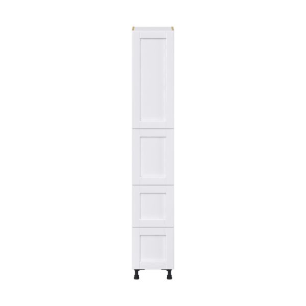 Dahlia Bright White  Shaker Assembled Pantry Cabinet 2 Doors with 2 Drawers and 2 Inner Drawers (15 in. W X 89.5 in. H X 24 in. D)