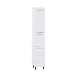 Dahlia Bright White  Shaker Assembled Pantry Cabinet 2 Doors with 3 Drawers and 2 Inner Drawers (15 in. W X 89.5 in. H X 24 in. D)