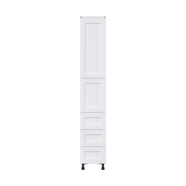 Dahlia Bright White  Shaker Assembled Pantry Cabinet 2 Doors with 3 Drawers and 2 Inner Drawers (15 in. W X 89.5 in. H X 24 in. D)