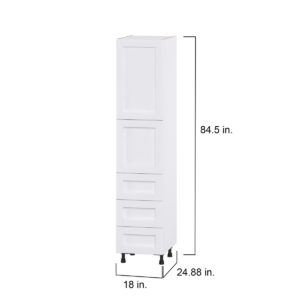 Dahlia Bright White  Shaker Assembled Pantry Cabinet 2 Doors with 3 Drawers and 2 Inner Drawers (18 in. W X 84.5 in. H X 24 in. D)