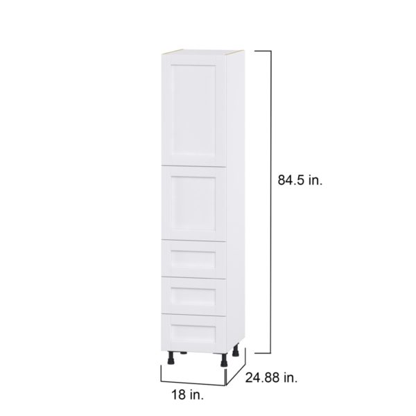 Dahlia Bright White  Shaker Assembled Pantry Cabinet 2 Doors with 3 Drawers and 2 Inner Drawers (18 in. W X 84.5 in. H X 24 in. D)