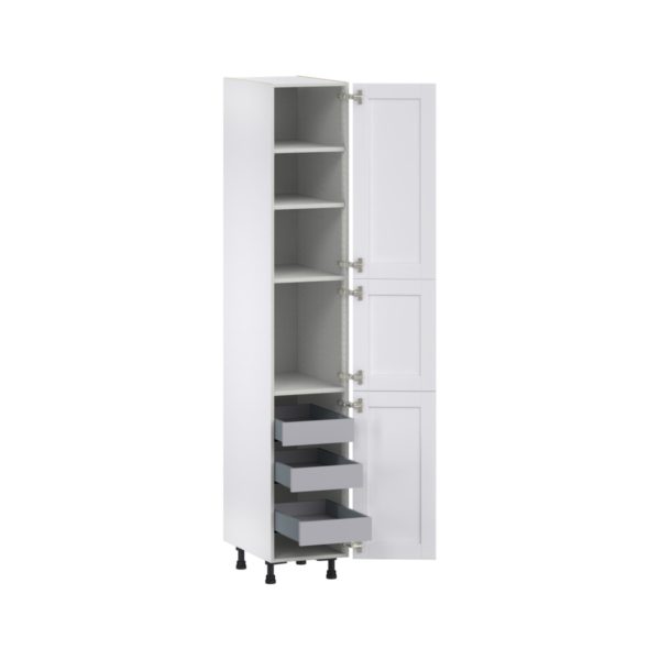 Dahlia Bright White  Shaker Assembled Pantry Cabinet with 2 Doors and 3 Inner Drawers (15 in. W X 89.5 in. H X 24 in. D)