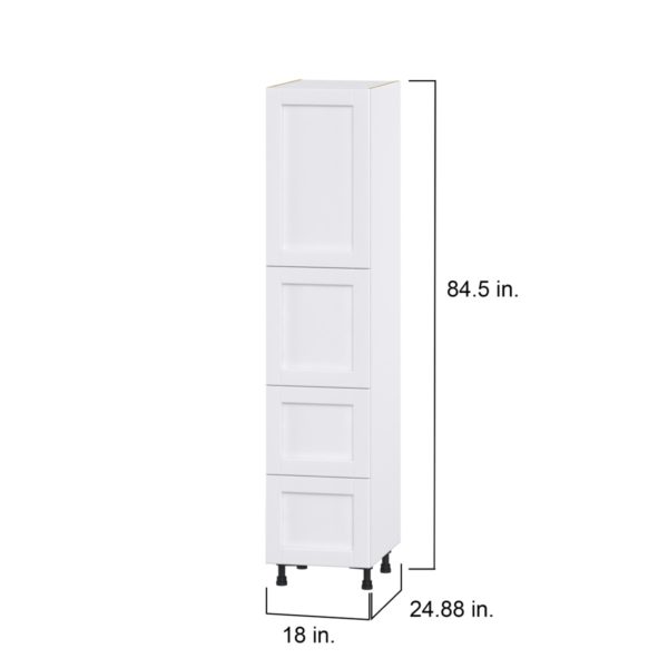 Dahlia Bright White  Shaker Assembled Pantry Cabinet 2 Doors with 2 Drawers and 2 Inner Drawers (18 in. W X 84.5 in. H X 24 in. D)