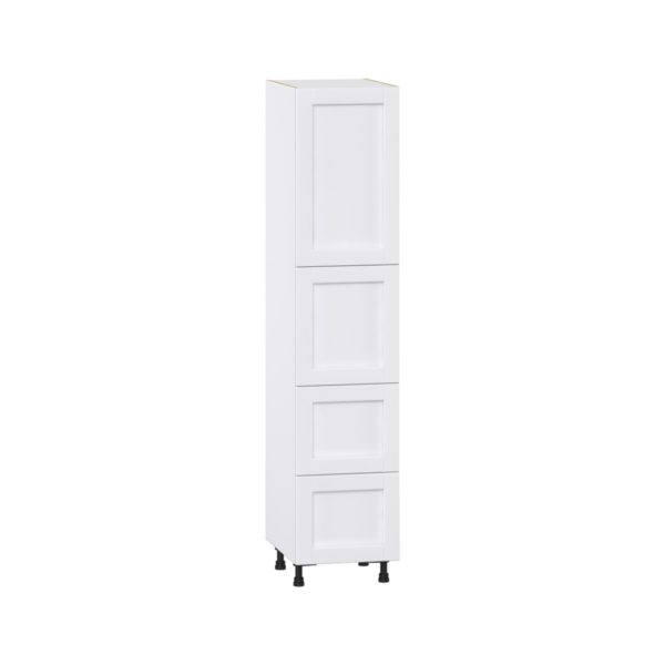 Dahlia Bright White  Shaker Assembled Pantry Cabinet 2 Doors with 2 Drawers and 2 Inner Drawers (18 in. W X 84.5 in. H X 24 in. D)