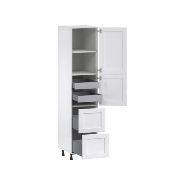 Dahlia Bright White  Shaker Assembled Pantry Cabinet 2 Doors with 2 Drawers and 2 Inner Drawers (18 in. W X 84.5 in. H X 24 in. D)