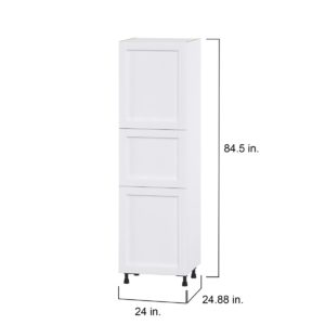 Dahlia Bright White  Shaker Assembled Pantry Cabinet with 2 Doors and 4 Inner Drawers (24 in. W X 84.5 in. H X 24 in. D)