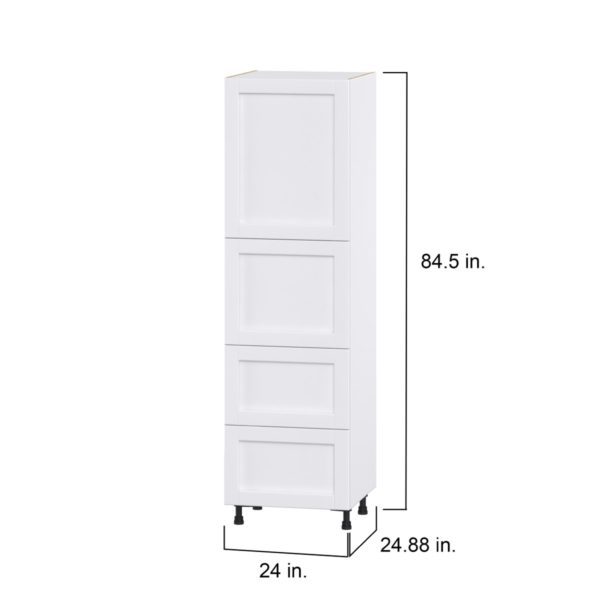 Dahlia Bright White  Shaker Assembled Pantry Cabinet 2 Doors with 2 Drawers and 2 Inner Drawers (24 in. W X 84.5 in. H X 24 in. D)