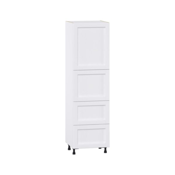 Dahlia Bright White  Shaker Assembled Pantry Cabinet 2 Doors with 2 Drawers and 2 Inner Drawers (24 in. W X 84.5 in. H X 24 in. D)