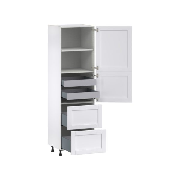 Dahlia Bright White  Shaker Assembled Pantry Cabinet 2 Doors with 2 Drawers and 2 Inner Drawers (24 in. W X 84.5 in. H X 24 in. D)