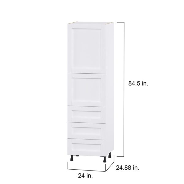 Dahlia Bright White  Shaker Assembled Pantry Cabinet 2 Doors with 3 Drawers and 2 Inner Drawers (24 in. W X 84.5 in. H X 24 in. D)