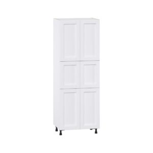 Dahlia Bright White  Shaker Assembled Pantry Cabinet with 6 Doors and 4 Inner Drawers (24 in. W X 84.5 in. H X 24 in. D)