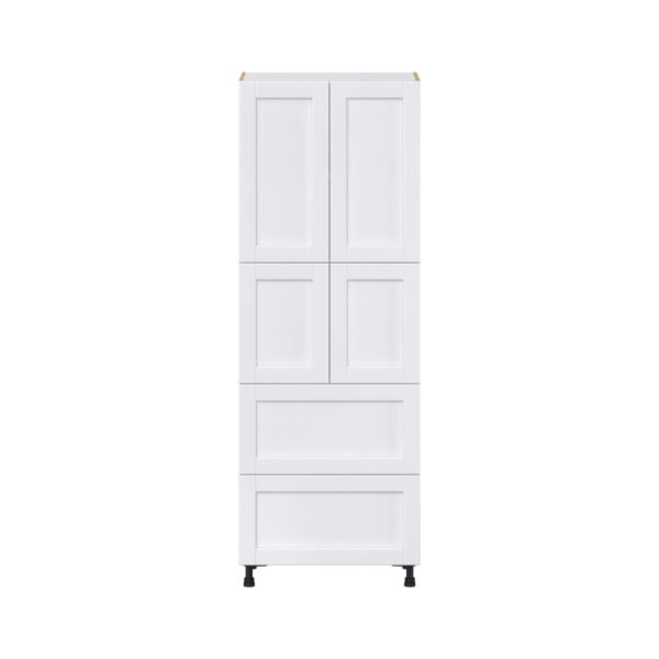 Dahlia Bright White  Shaker Assembled Pantry Cabinet 4 Doors with 2 Drawers and 2 Inner Drawers (30 in. W X 84.5 in. H X 24 in. D)