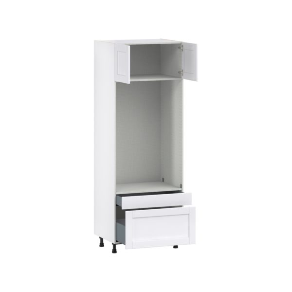 Dahlia Bright White  Shaker Assembled Pantry Microwave/Oven Combo Cabinet with 2 Drawers (30 in. W X 84.5 in. H X 24 in. D)