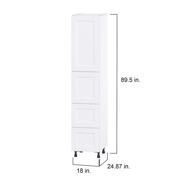 Jasmine Painted Warm White  Shaker Assembled Pantry Cabinet 1 Doors with 2 Drawers and 2 Inner Drawers (18 in. W X 89.5 in. H X 24 in. D)