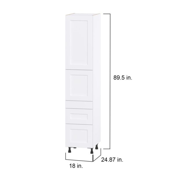 Jasmine Painted Warm White  Shaker Assembled Pantry  Cabinet with 3 Drawers and 2 Inner Drawers (18 in. W X 89.5 in. H X 24 in. D)