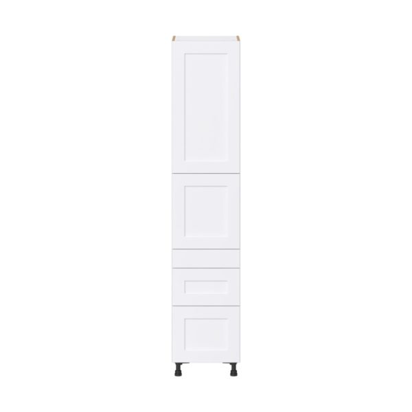 Jasmine Painted Warm White  Shaker Assembled Pantry  Cabinet with 3 Drawers and 2 Inner Drawers (18 in. W X 89.5 in. H X 24 in. D)