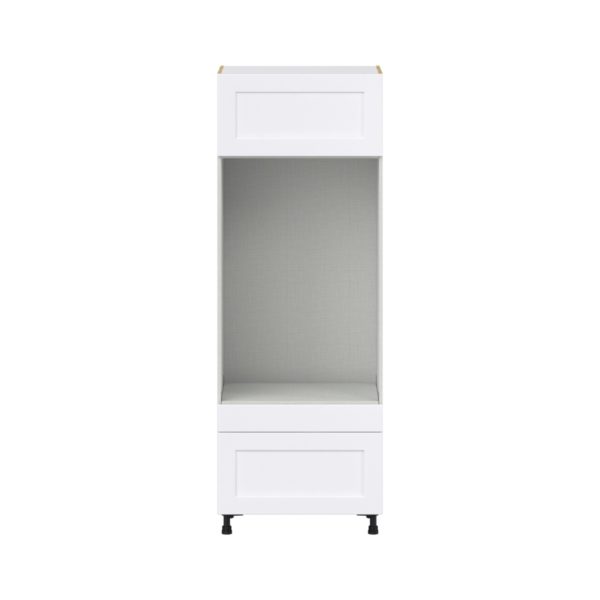 Jasmine Painted Warm White  Shaker Assembled Pantry Micro/Oven Cabinet with 2 Drawers and Lift Up Door (30 in. W X 84.5 in. H X 24 in. D)