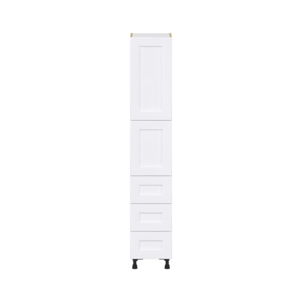 Jasmine Painted Warm White  Shaker Assembled Pantry Cabinet 2 Doors with 3 Drawers and 2 Inner Drawers (15 in. W X 84.5 in. H X 24 in. D)