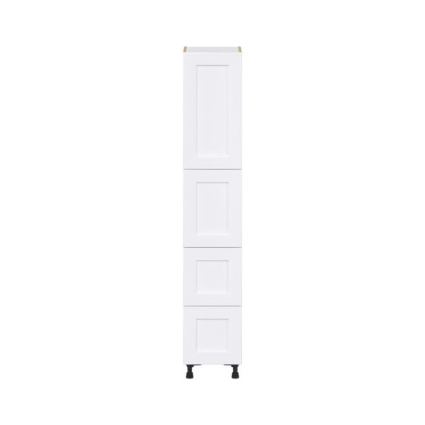 Jasmine Painted Warm White  Shaker Assembled Pantry Cabinet 2 Doors with 2 Drawers and 2 Inner Drawers (15 in. W X 84.5 in. H X 24 in. D)