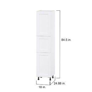 Jasmine Painted Warm White  Shaker Assembled Pantry Cabinet with 2 Doors and 4 Inner Drawers (18 in. W X 84.5 in. H X 24 in. D)