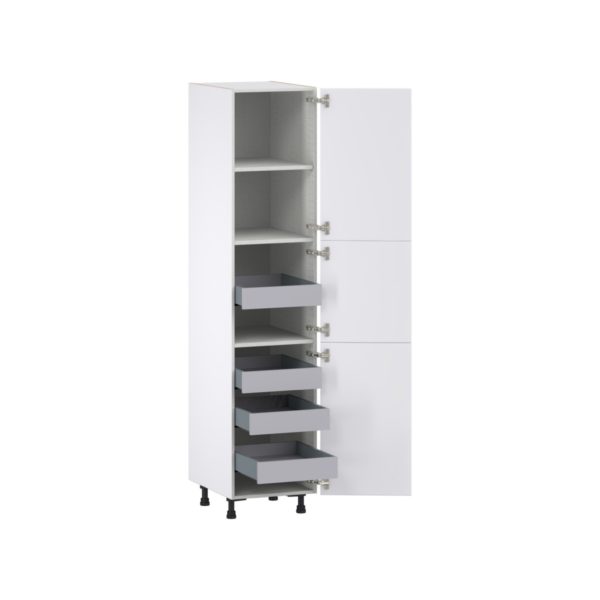 Jasmine Painted Warm White  Shaker Assembled Pantry Cabinet with 2 Doors and 4 Inner Drawers (18 in. W X 84.5 in. H X 24 in. D)