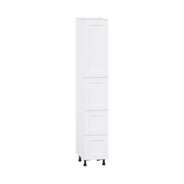 Jasmine Painted Warm White  Shaker Assembled Pantry Cabinet 2 Doors with 2 Drawers and 2 Inner Drawers (15 in. W X 89.5 in. H X 24 in. D)