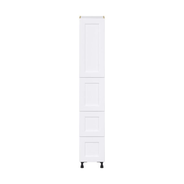 Jasmine Painted Warm White  Shaker Assembled Pantry Cabinet 2 Doors with 2 Drawers and 2 Inner Drawers (15 in. W X 89.5 in. H X 24 in. D)