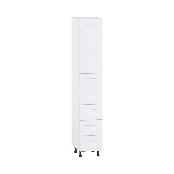 Jasmine Painted Warm White  Shaker Assembled Pantry Cabinet 2 Doors with 3 Drawers and 2 Inner Drawers (15 in. W X 89.5 in. H X 24 in. D)