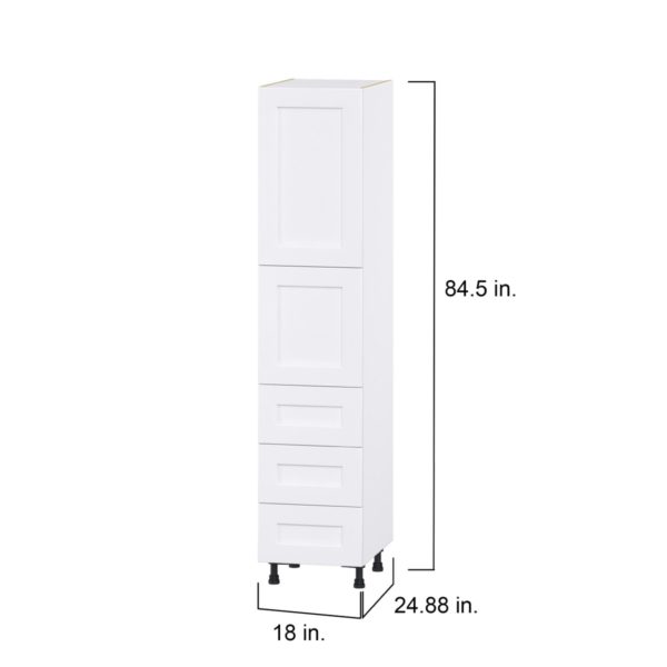 Jasmine Painted Warm White  Shaker Assembled Pantry Cabinet 2 Doors with 3 Drawers and 2 Inner Drawers (18 in. W X 84.5 in. H X 24 in. D)