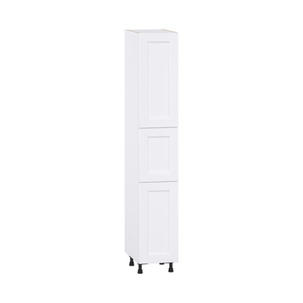 Jasmine Painted Warm White  Shaker Assembled Pantry Cabinet with 2 Doors and 3 Inner Drawers (15 in. W X 89.5 in. H X 24 in. D)