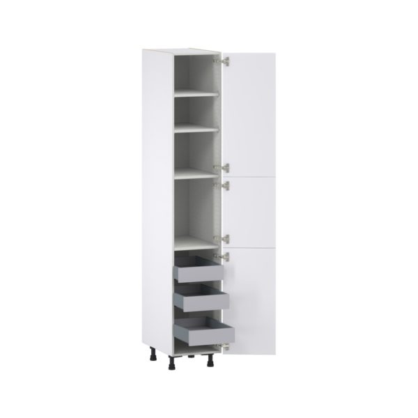 Jasmine Painted Warm White  Shaker Assembled Pantry Cabinet with 2 Doors and 3 Inner Drawers (15 in. W X 89.5 in. H X 24 in. D)