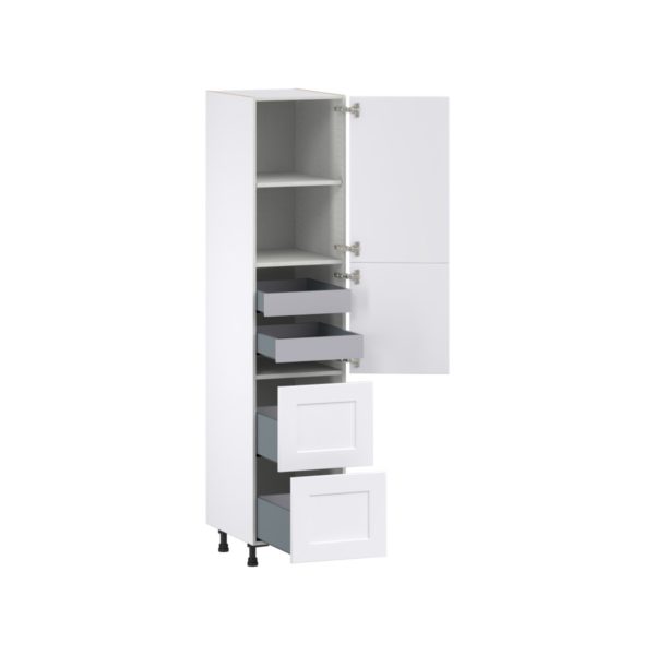 Jasmine Painted Warm White  Shaker Assembled Pantry Cabinet 2 Doors with 2 Drawers and 2 Inner Drawers (18 in. W X 84.5 in. H X 24 in. D)