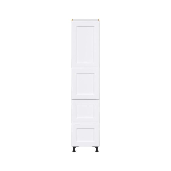 Jasmine Painted Warm White  Shaker Assembled Pantry Cabinet 2 Doors with 2 Drawers and 2 Inner Drawers (18 in. W X 84.5 in. H X 24 in. D)