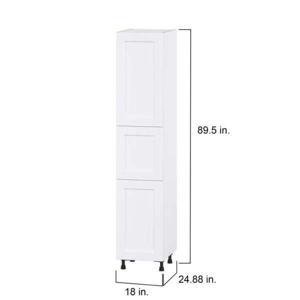 Jasmine Painted Warm White  Shaker Assembled Pantry Cabinet with 2 Doors and 3 Inner Drawers (18 in. W X 89.5 in. H X 24 in. D)