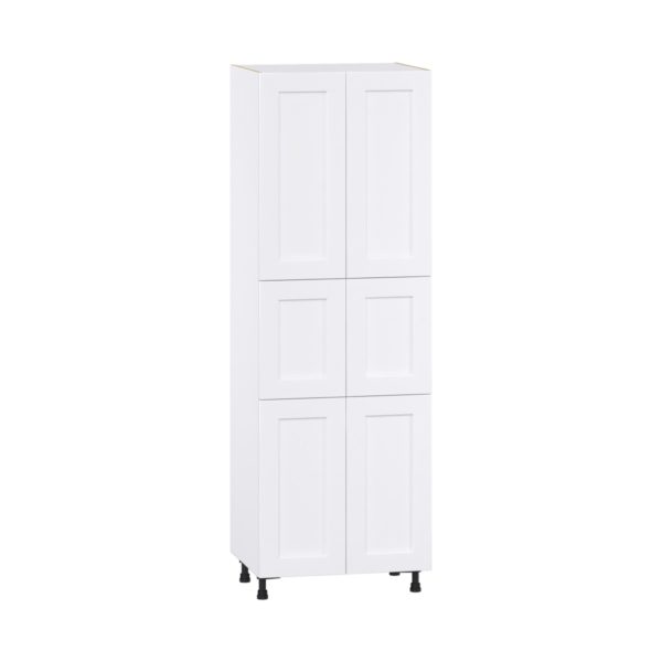 Jasmine Painted Warm White  Shaker Assembled Pantry Cabinet with 6 Doors and 3 Inner Drawers (30 in. W X 89.5 in. H X 24 in. D)