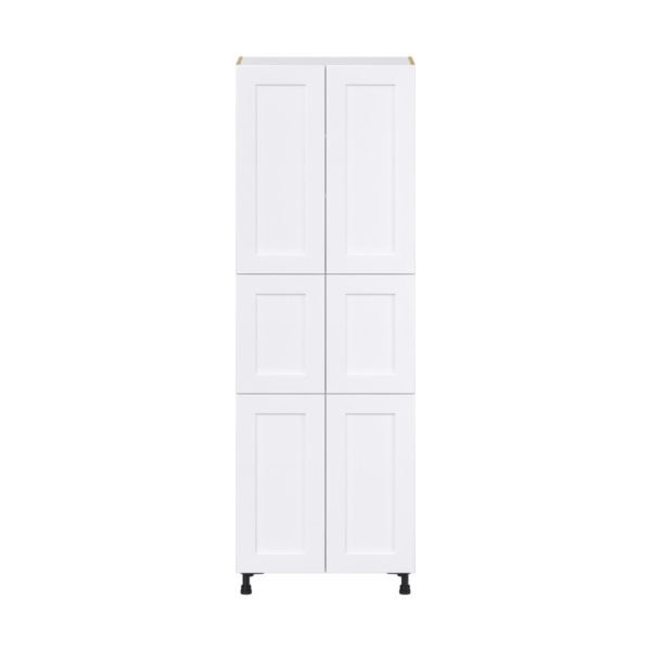 Jasmine Painted Warm White  Shaker Assembled Pantry Cabinet with 6 Doors and 3 Inner Drawers (30 in. W X 89.5 in. H X 24 in. D)