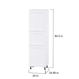 Jasmine Painted Warm White  Shaker Assembled Pantry Cabinet with 2 Doors and 4 Inner Drawers (24 in. W X 84.5 in. H X 24 in. D)