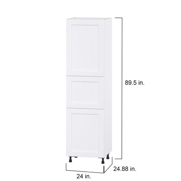 Jasmine Painted Warm White  Shaker Assembled Pantry Cabinet with 2 Doors and 3 Inner Drawers (24 in. W X 89.5 in. H X 24 in. D)