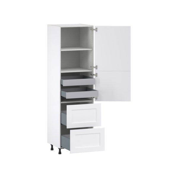 Jasmine Painted Warm White  Shaker Assembled Pantry Cabinet 2 Doors with 2 Drawers and 2 Inner Drawers (24 in. W X 84.5 in. H X 24 in. D)